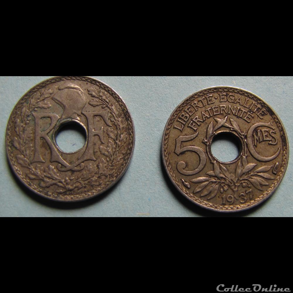 5 centimes LINDAUER, petit module 1937 monnaie france moderne 5 centimes lindauer petit module 1937