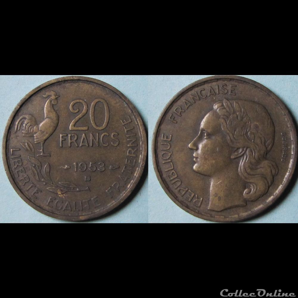 monnaie france moderne 20 francs g guiraud 1953 b