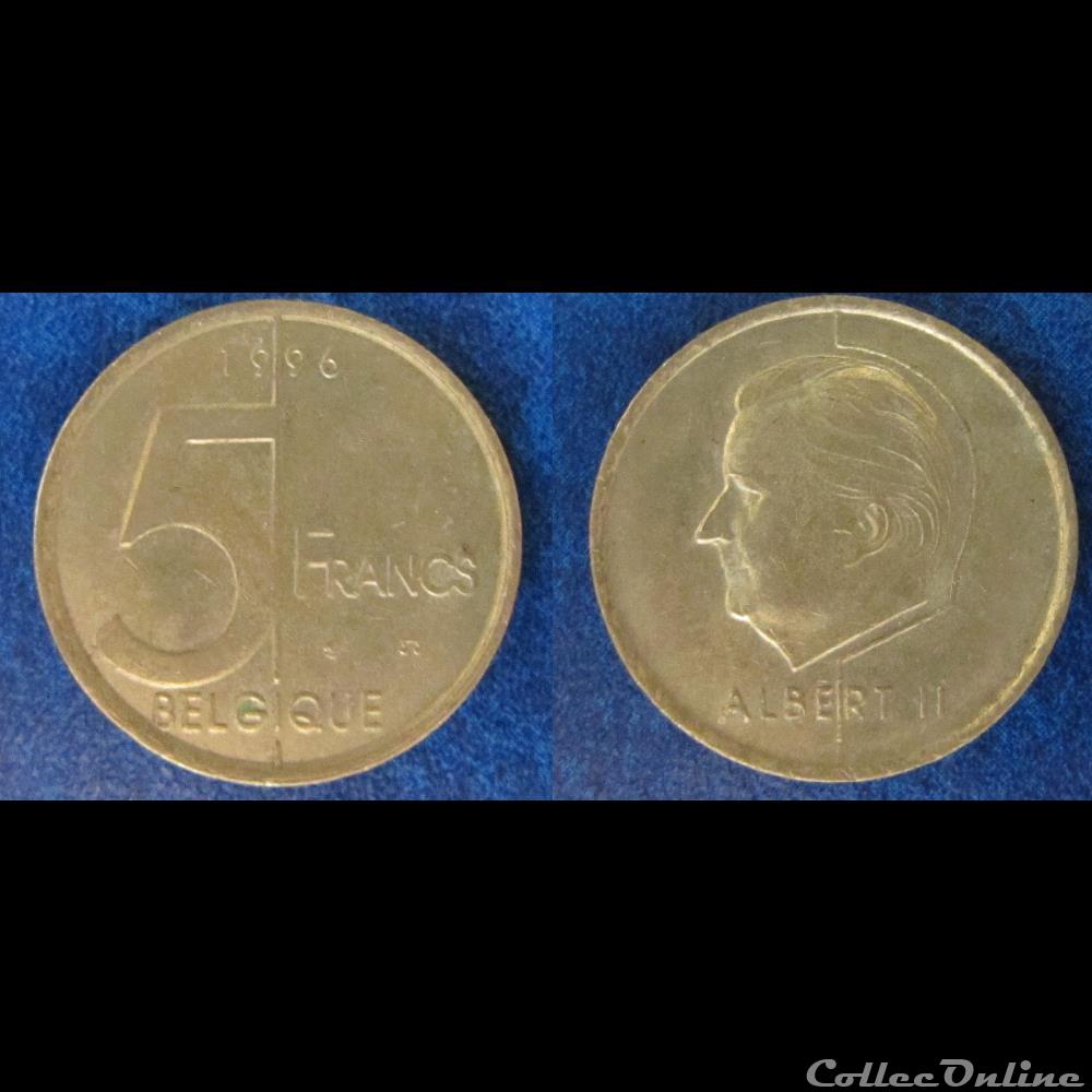 monnaie monde belgique 5 francs albert ii 1996