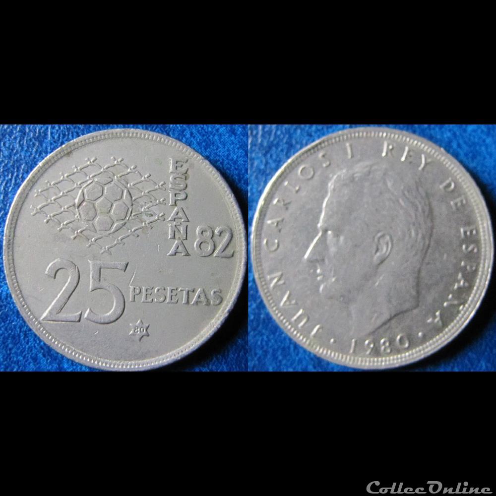 25 pesetas Coupe du Monde de Football 1982 (80) monnaie espagne 25 pesetas coupe du monde de football 1982 80