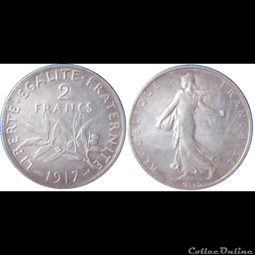 2 francs Semeuse (Ag) 1917 monnaie france moderne 2 francs semeuse ag 1917