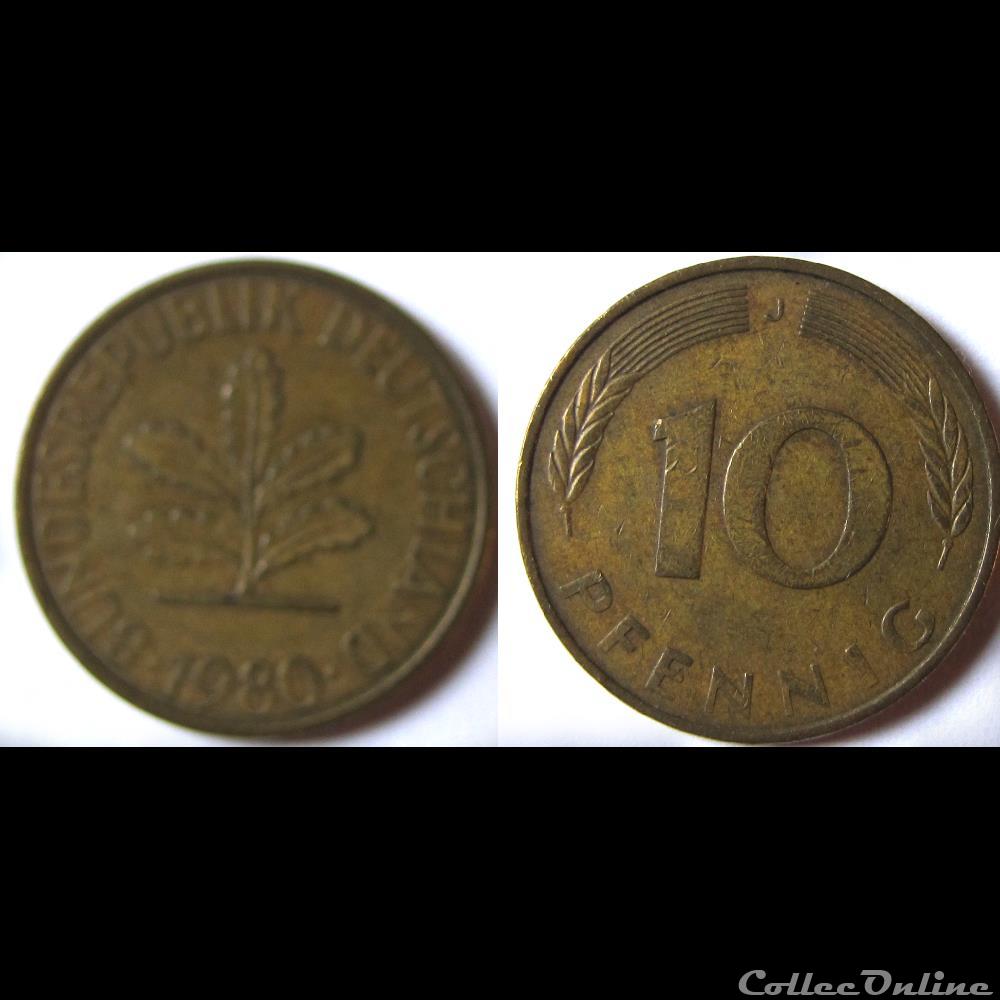 10 pfennig 1980 J monnaie monde allemagne 10 pfennig 1980 j