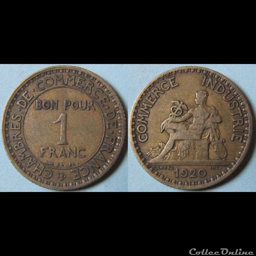 1 franc Chambres de commerce de France 1920 monnaie moderne 1 franc chambres de commerce de france 1920