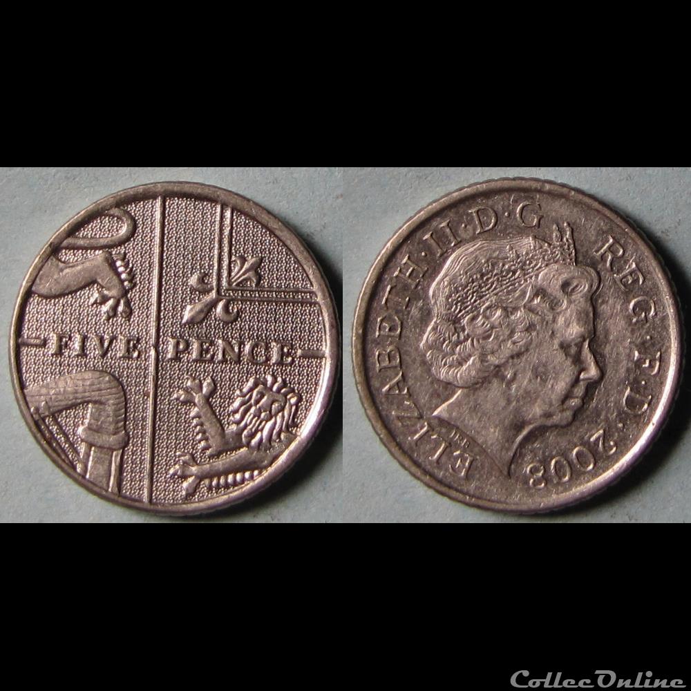 5 pence Elizabeth II (4ème effigie, type blason) 2008 monnaie monde royaume uni 5 pence elizabeth ii 4eme effigie type blason 2008