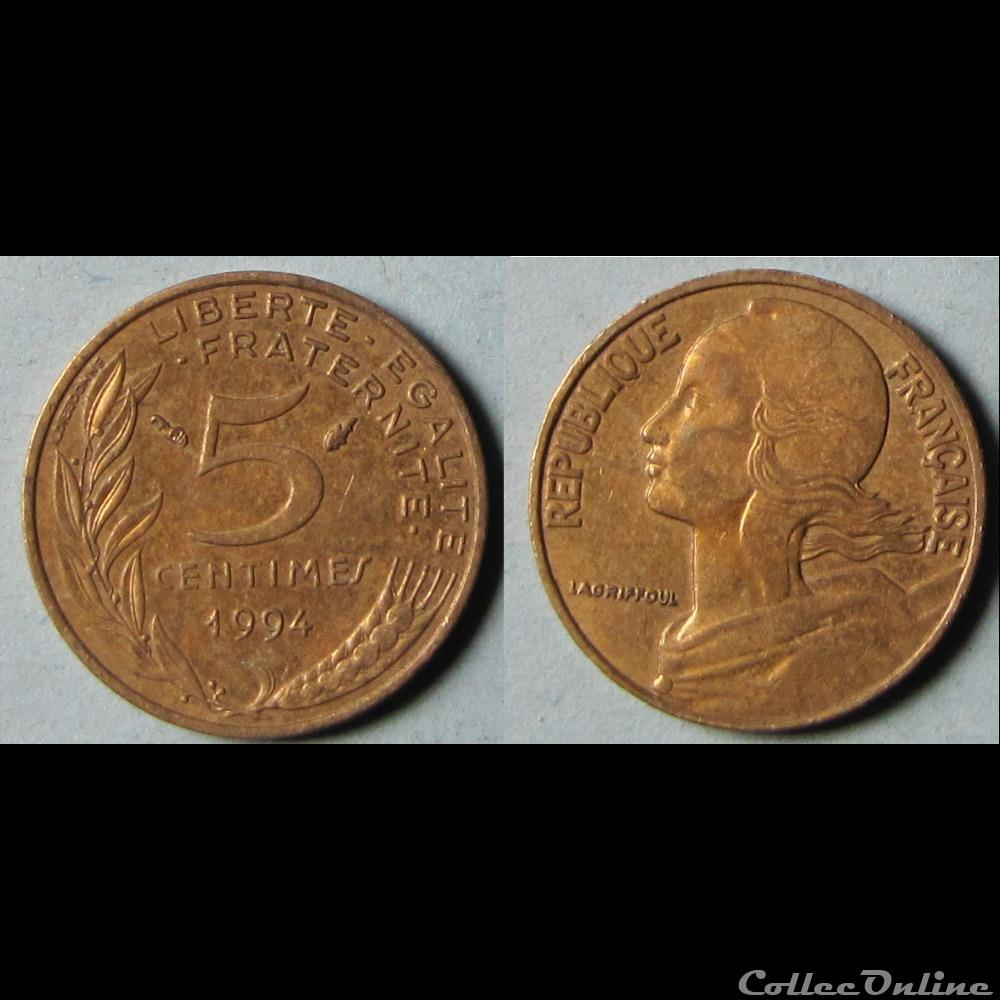 monnaie france moderne 5 centimes marianne 1994 dauphin