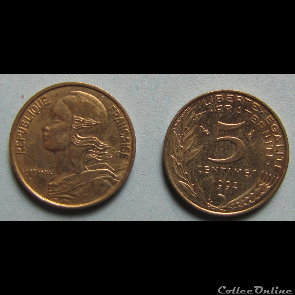 5 centimes MARIANNE 1992 monnaie france moderne 5 centimes marianne 1992