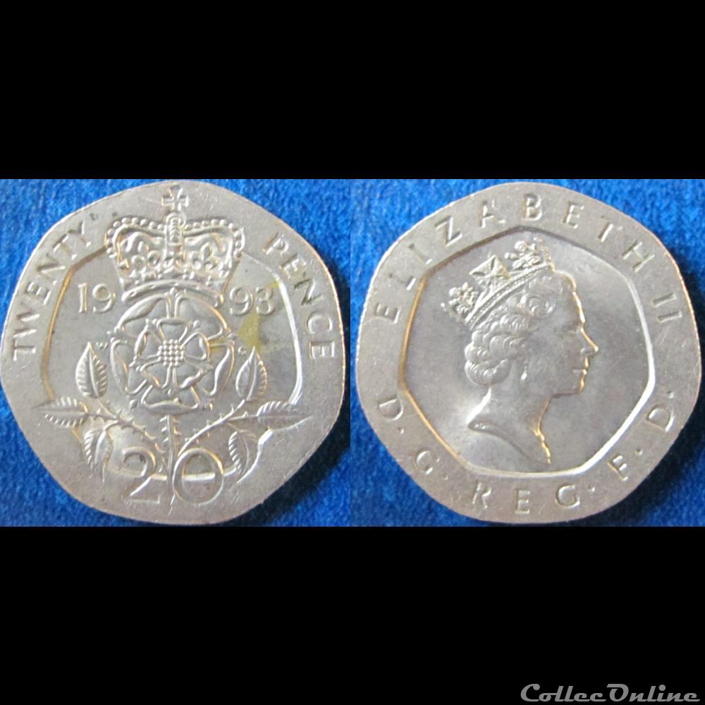 20 pence Elizabeth II (3ème effigie) 1993 monnaie monde royaume uni 20 pence elizabeth ii 3eme effigie 1993