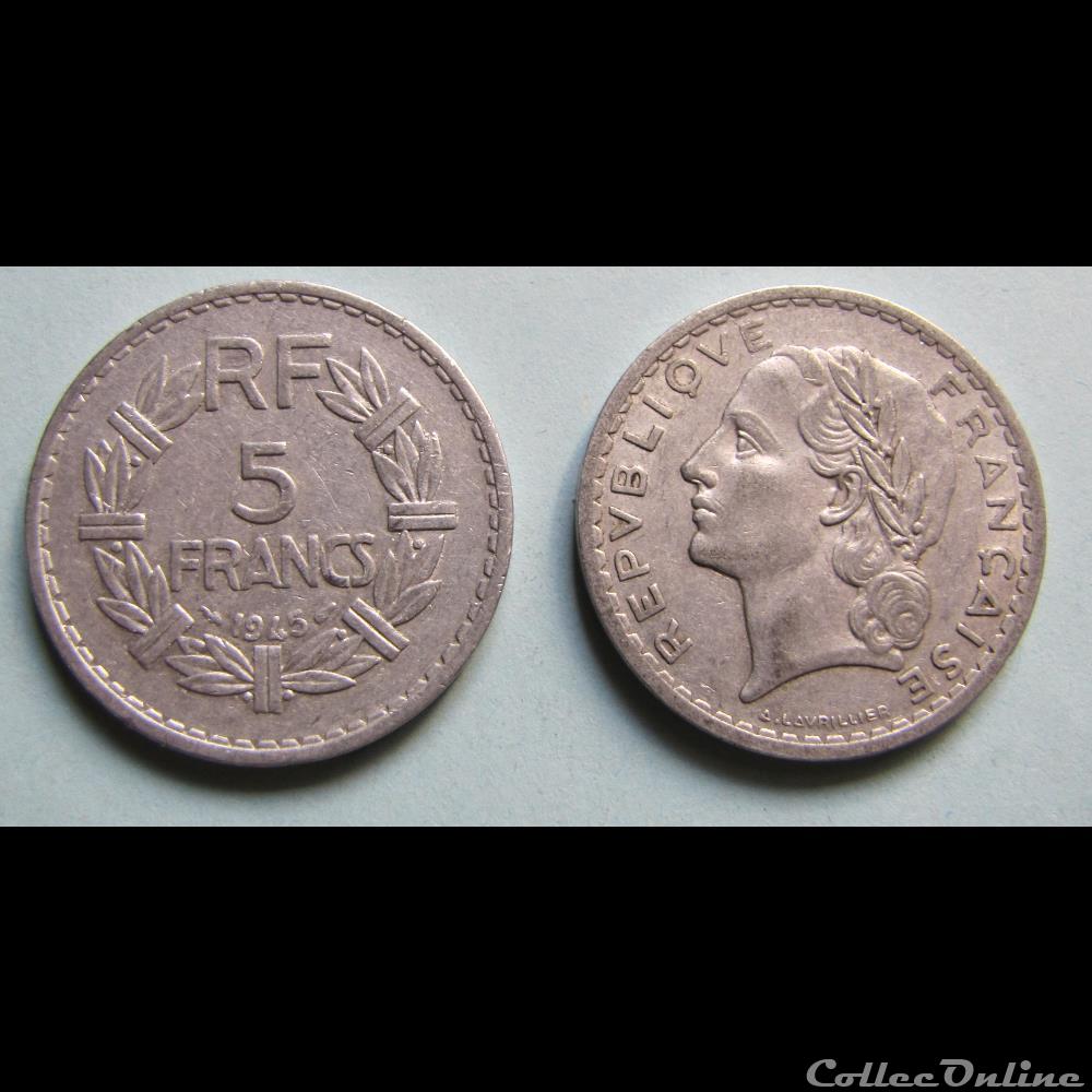 5 francs LAVRILLIER, aluminuim 1945 monnaie france moderne 5 francs lavrillier aluminuim 1945