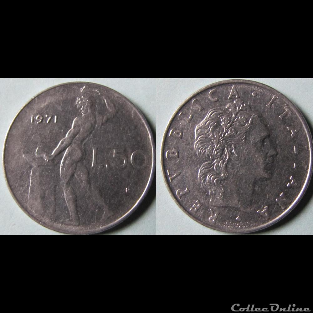 50 lires (grand module) 1971 monnaie monde italie 50 lires grand module 1971