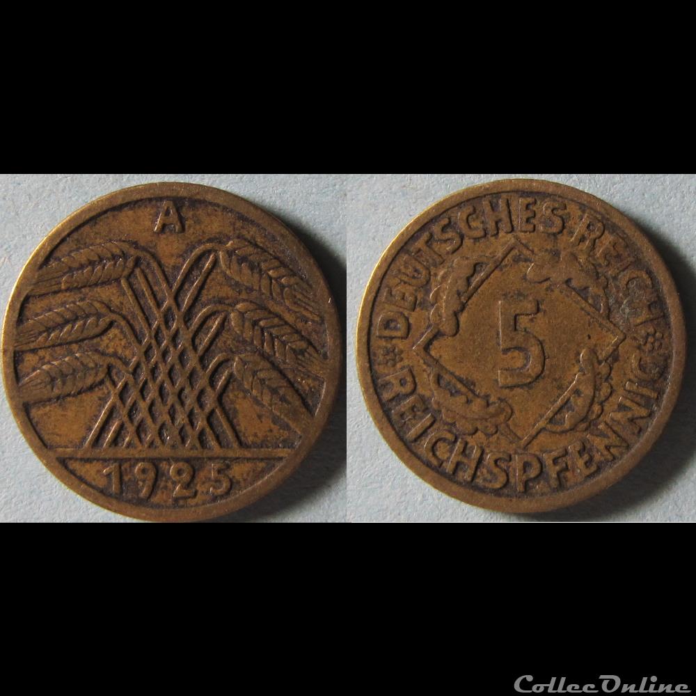 monnaie monde allemagne 5 reichspfennig 1925 a