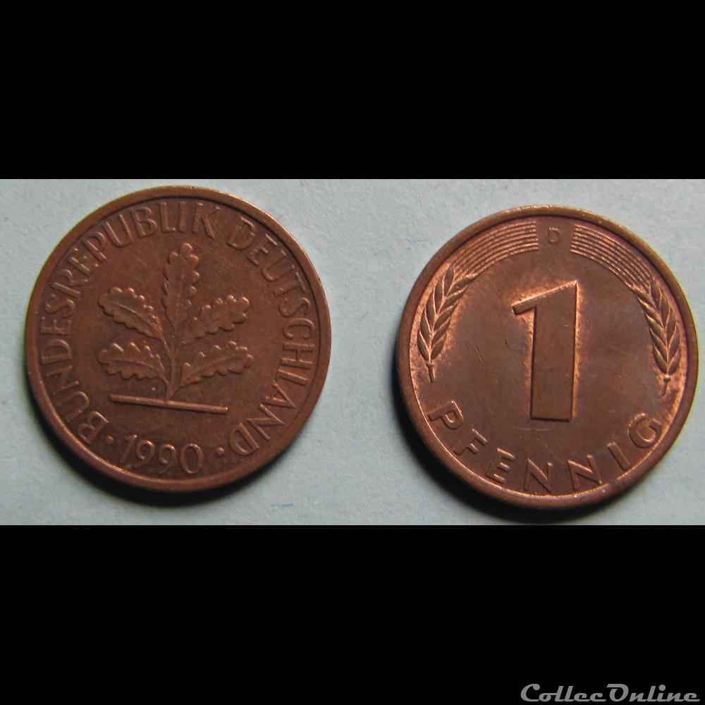 monnaie monde allemagne 1 pfennig 1990