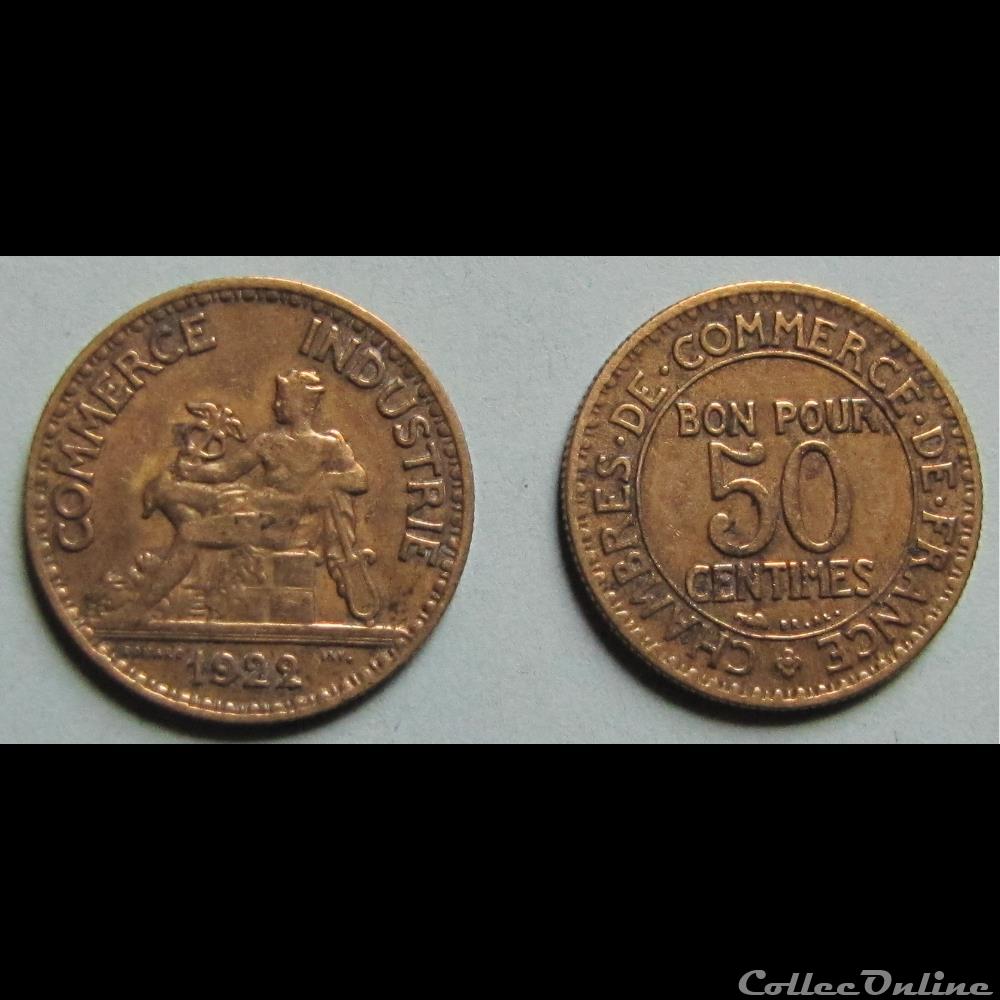 50 centimes chambres de commerce de France 1922 monnaie necessite 50 centimes chambres de commerce de france 1922