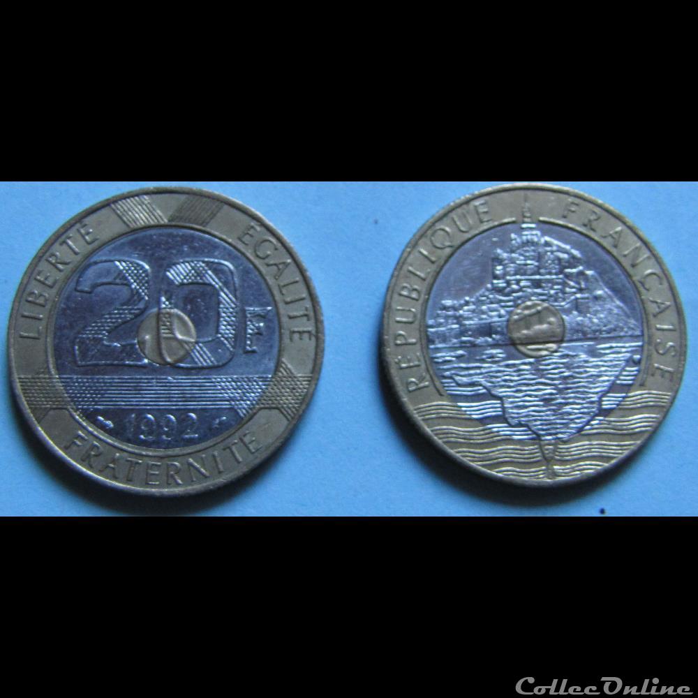 20 francs MONT SAINT-MICHEL 1992 monnaie france moderne 20 francs mont saint michel 1992