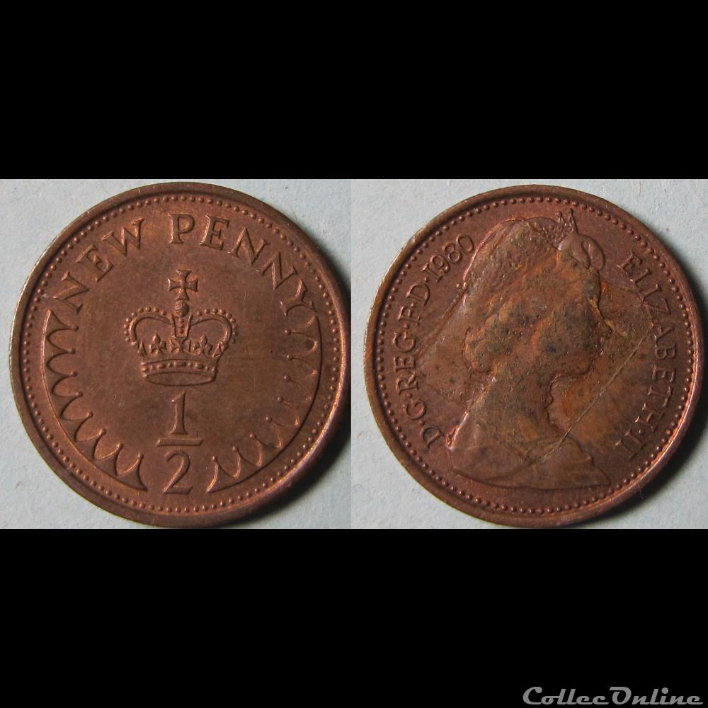 1/2 penny Elizabeth II (2ème effigie) 1980 monnaie monde royaume uni 1 2 penny elizabeth ii 2eme effigie 1980