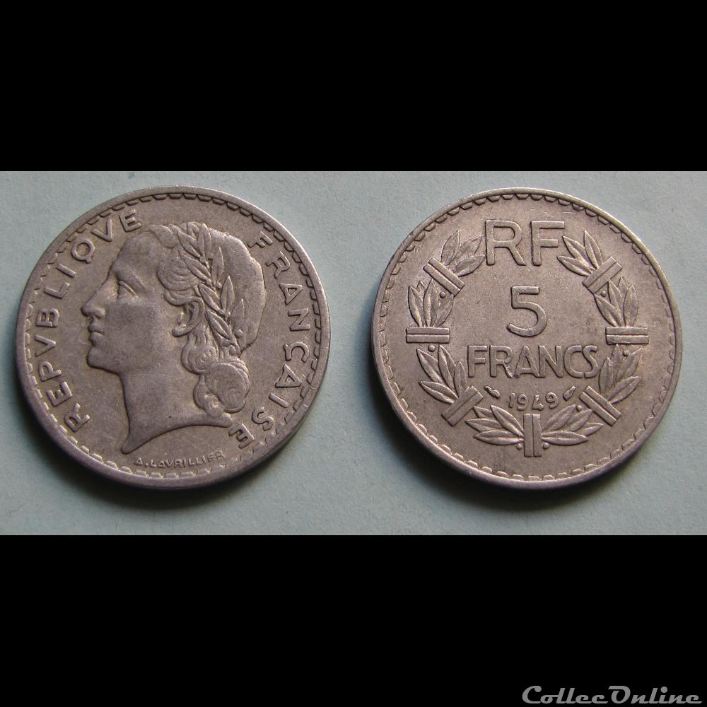 5 francs LAVRILLIER, aluminuim 1949 monnaie france moderne 5 francs lavrillier aluminuim 1949