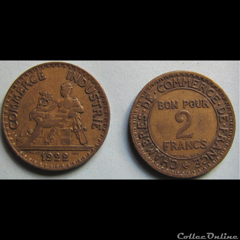 2 francs chambres de commerce de France 1922 monnaie necessite 2 francs chambres de commerce de france 1922