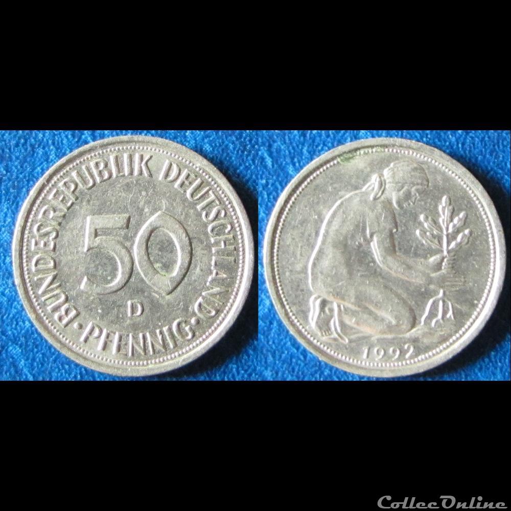 50 pfennig 1992 D monnaie monde allemagne 50 pfennig 1992 d