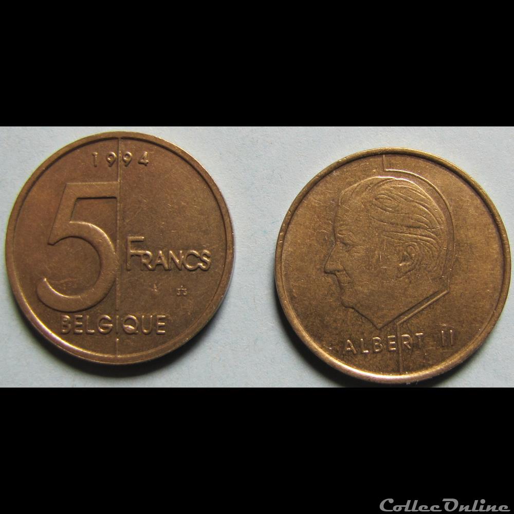 5 francs Albert II 1994 monnaie monde belgique 5 francs albert ii 1994