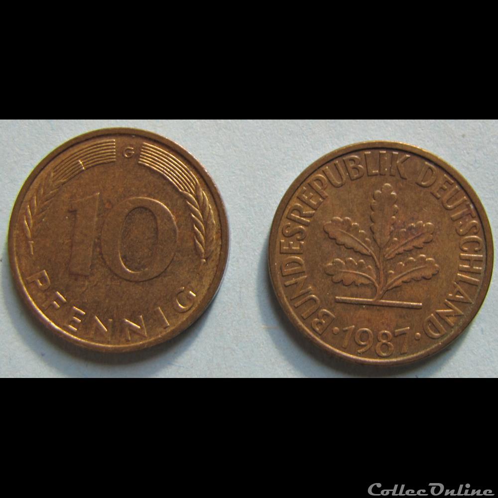 10 pfennig 1987 monnaie monde allemagne 10 pfennig 1987