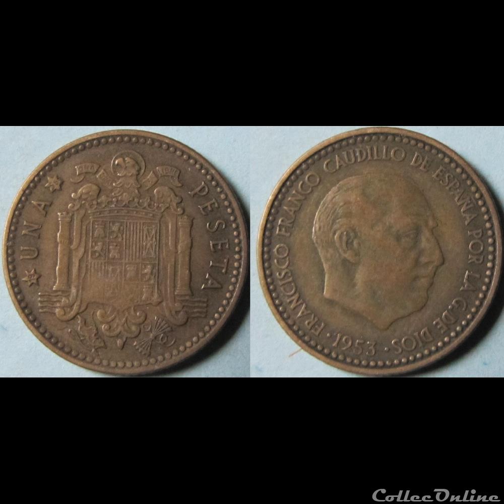 1 peseta Franco (1ère effigie) 1953 (56) monnaie monde espagne 1 peseta franco 1ere effigie 1953 56