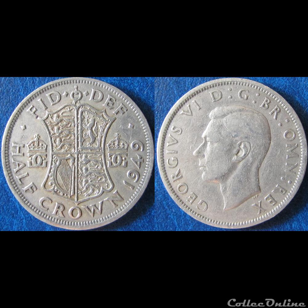 1/2 couronne George VI (sans "IND:IMP") 1949 monnaie monde royaume uni 1 2 couronne george vi sans ind imp 1949