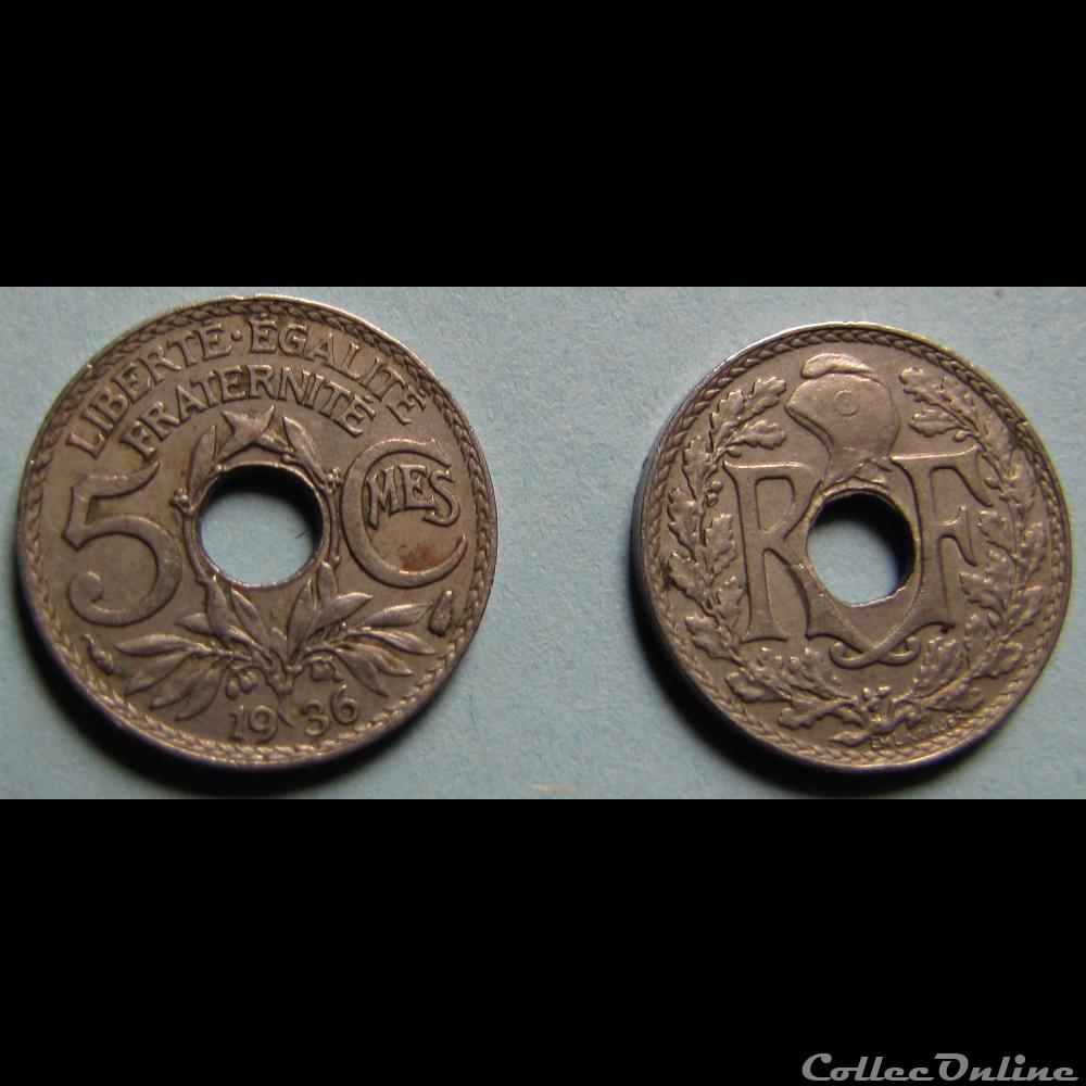 5 centimes LINDAUER, petit module 1936 monnaie france moderne 5 centimes lindauer petit module 1936