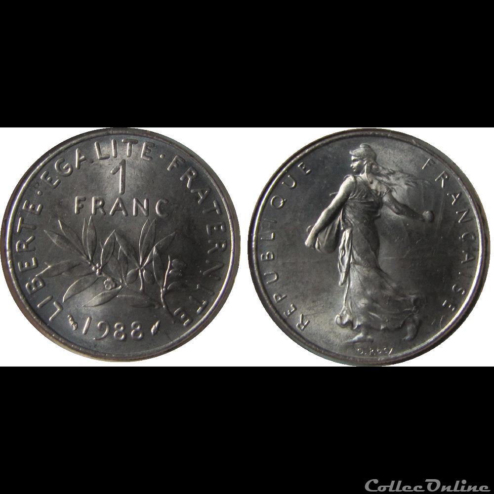 monnaie france moderne 1 franc semeuse 1988