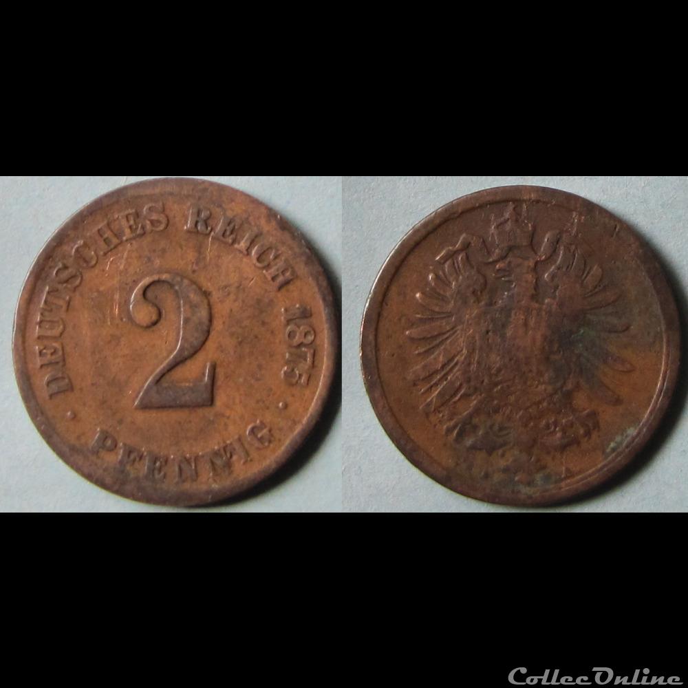 2 pfennig Wilhelm I (type 1, petit aigle) 1875 A monnaie monde allemagne 2 pfennig wilhelm i type 1 petit aigle 1875 a