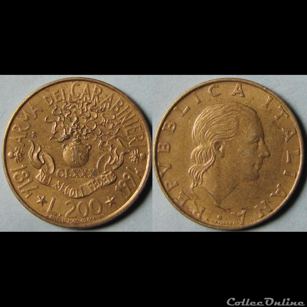 200 lires Carabinier 1994 monnaie monde italie 200 lires carabinier 1994