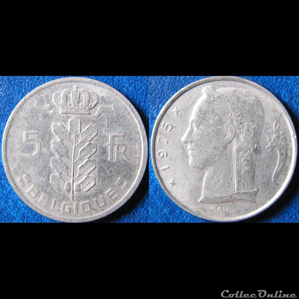 5 francs (type cérès, fr) 1975 monnaie monde belgique 5 francs type ceres fr 1975