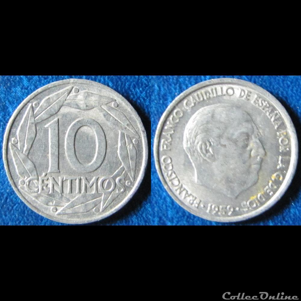 10 centimos Franco 1959 monnaie monde espagne 10 centimos franco 1959