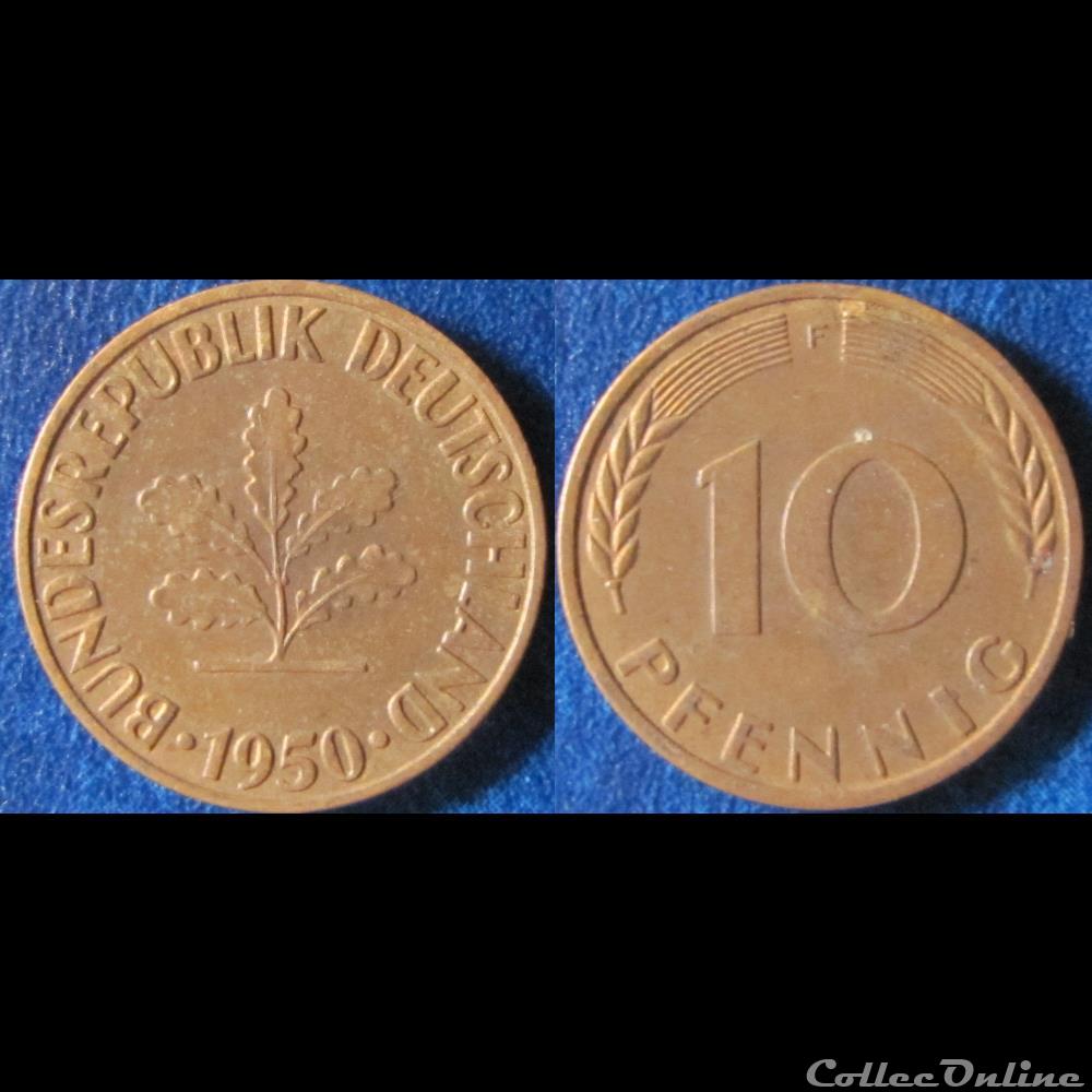10 pfennig 1950 F monnaie monde allemagne 10 pfennig 1950 f