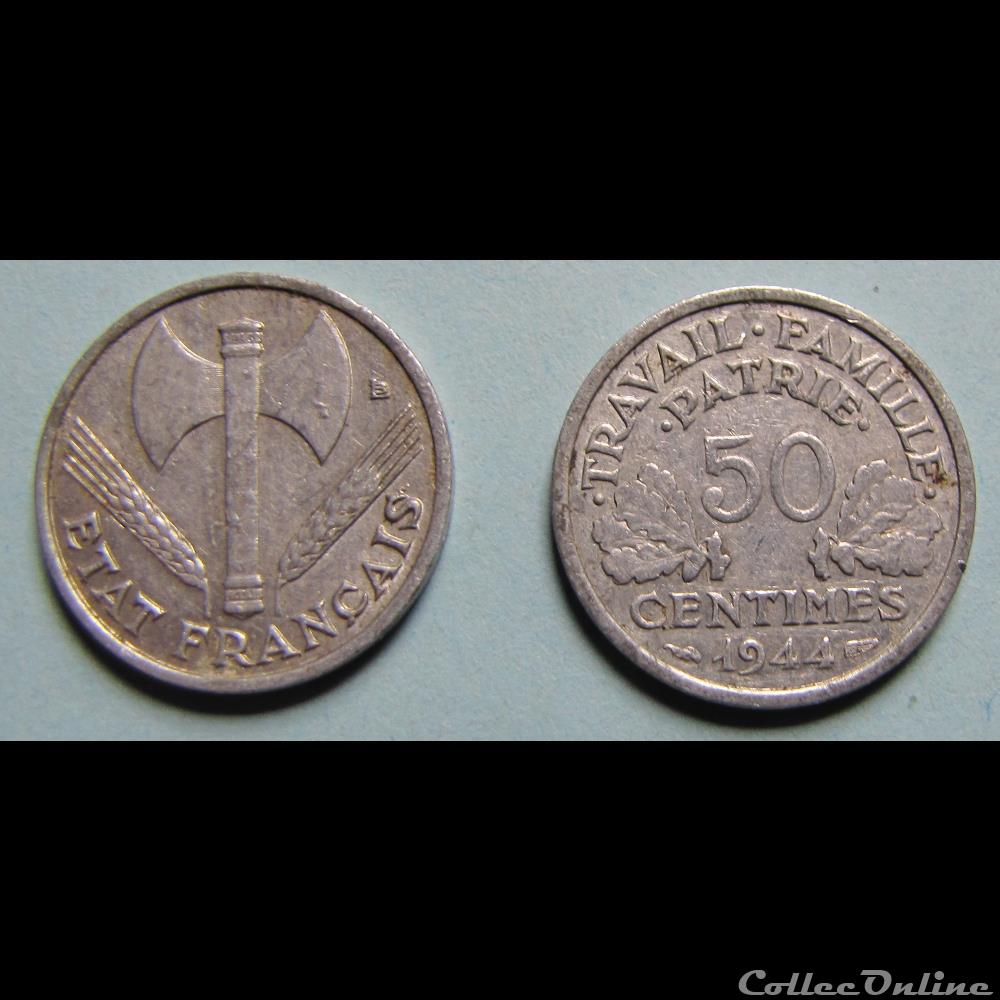 50 centimes FRANCISQUE, légère 1944 monnaie france moderne 50 centimes francisque legere 1944