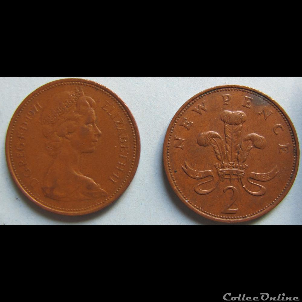 2 new pence Elizabeth II (2ème effigie) 1971 monnaie monde royaume uni 2 new pence elizabeth ii 2eme effigie 1971
