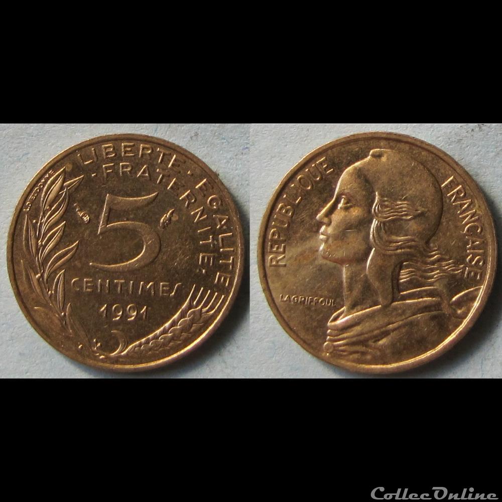 monnaie france moderne 5 centimes marianne 1991