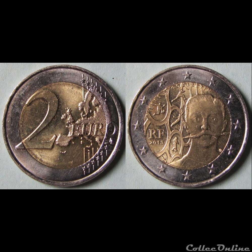 2 euros Pierre de Coubertin 2013 monnaie france 2 euros pierre de coubertin 2013