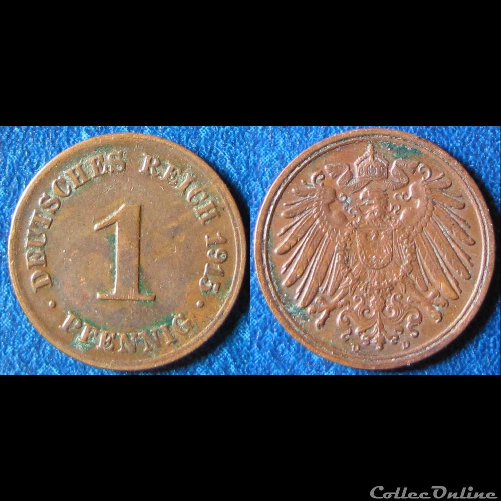 1 pfennig Wilhelm II (type 2, grand aigle) 1915 D monnaie monde allemagne 1 pfennig wilhelm ii type 2 grand aigle 1915 d