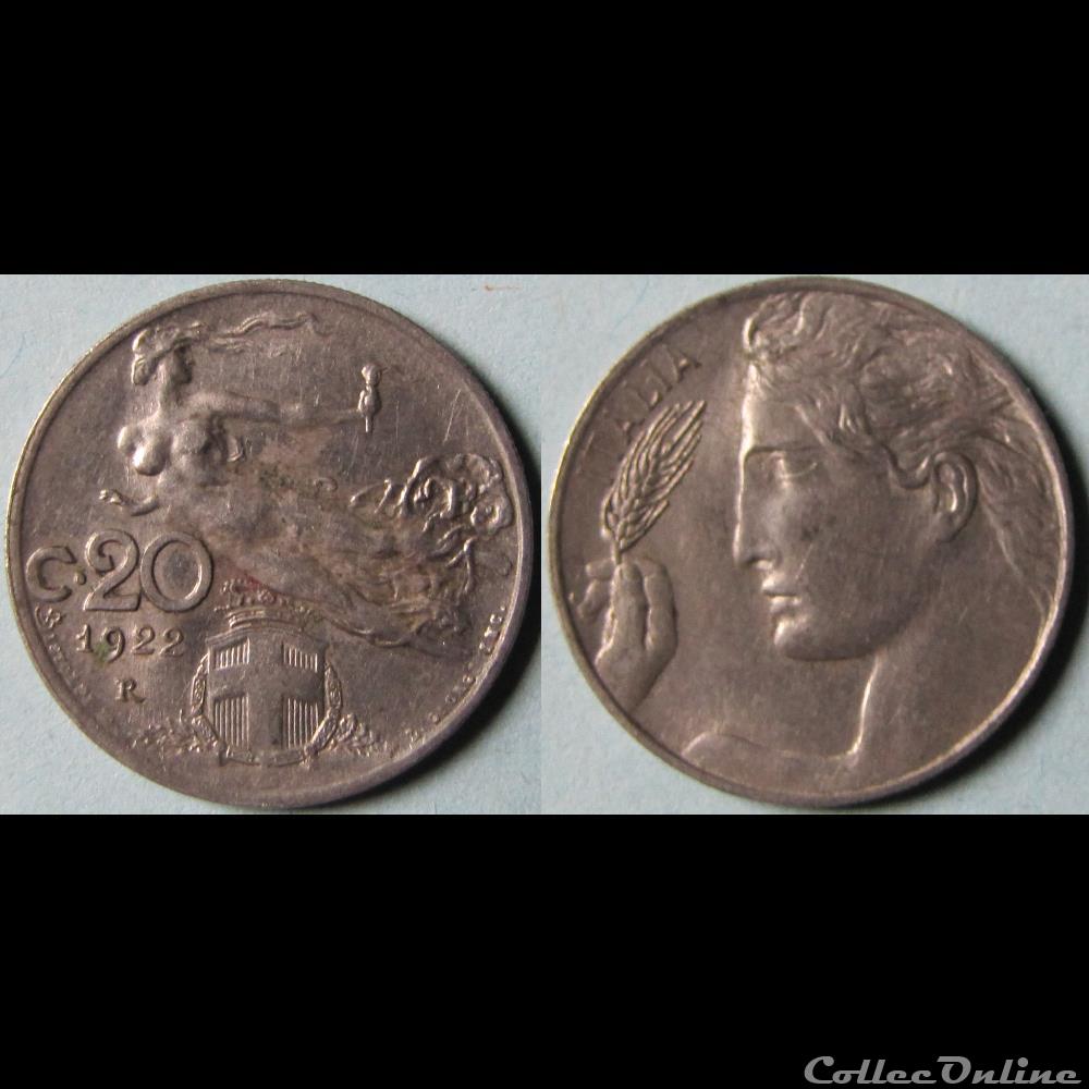 20 centesimi 1922 monnaie monde italie 20 centesimi 1922