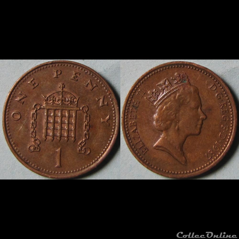 1 penny Elizabeth II (3ème effigie) 1987 monnaie monde royaume uni 1 penny elizabeth ii 3eme effigie 1987