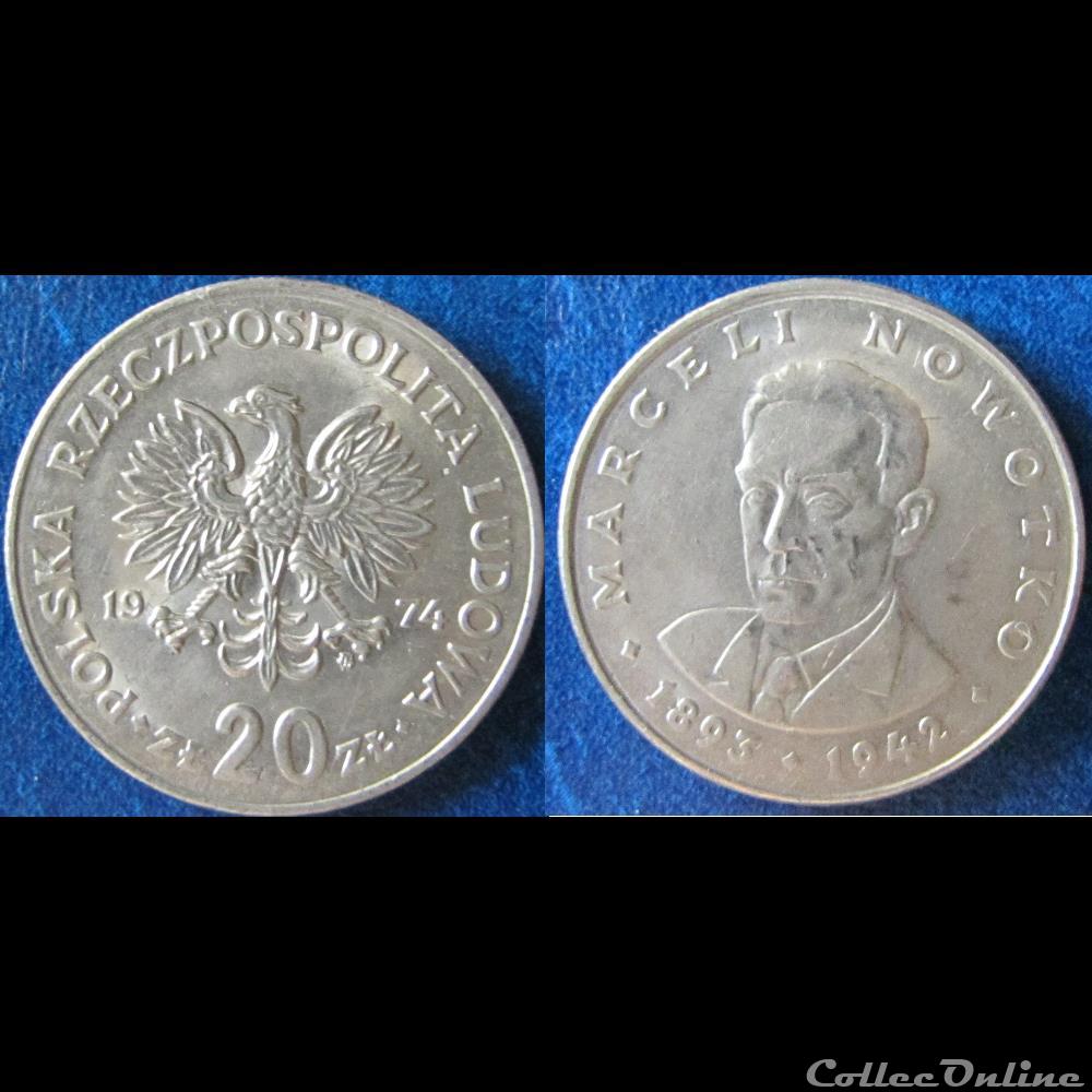 20 zlotych Nowotho 1974 monnaie monde pologne 20 zlotych nowotho 1974
