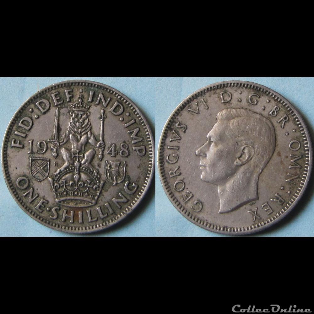 1 shilling George VI (cimier de l'Ecosse) 1948 monnaie monde royaume uni 1 shilling george vi cimier de ecosse 1948