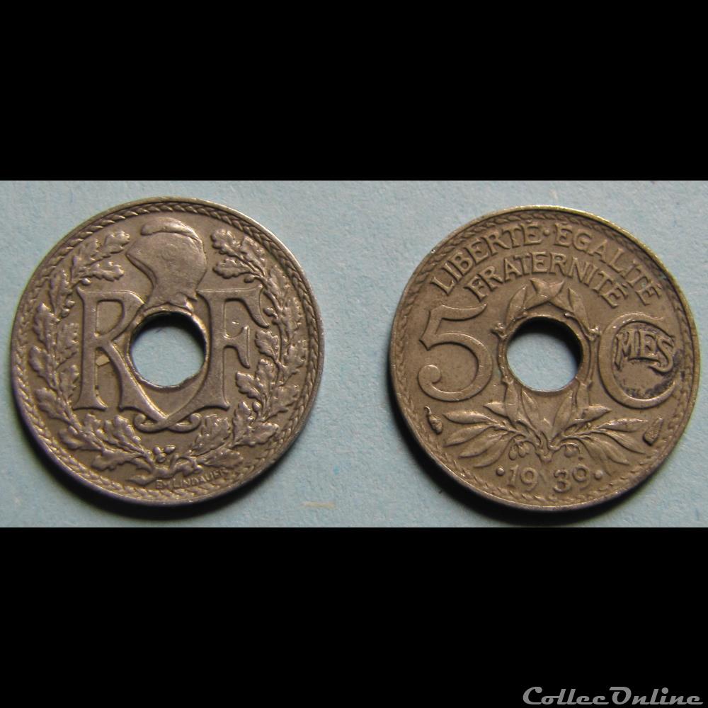 5 centimes LINDAUER, maillechort 1939 monnaie france moderne 5 centimes lindauer maillechort 1939
