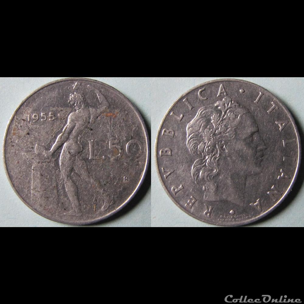 50 lires (grand module) 1955 monnaie monde italie 50 lires grand module 1955