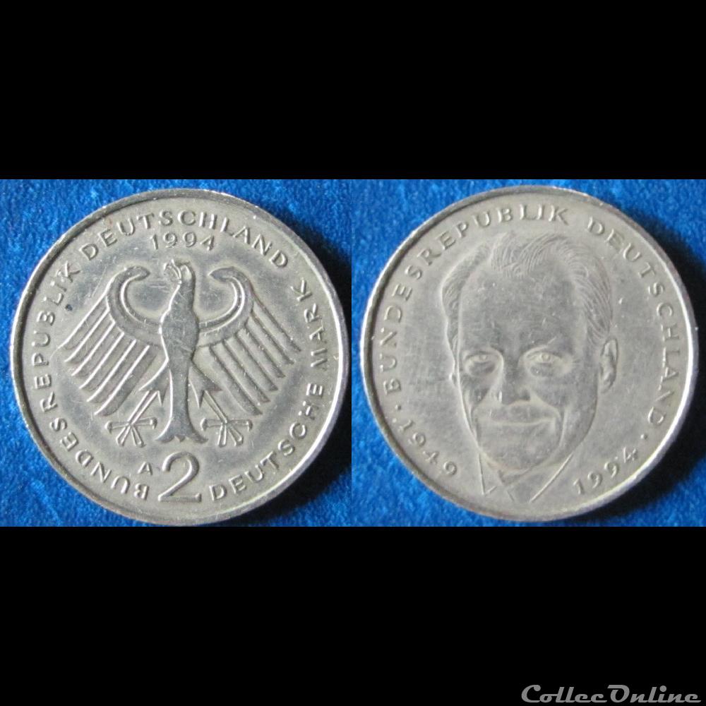 2 deutsche mark Willy Brandt 1994 A monnaie monde allemagne 2 deutsche mark willy brandt 1994 a