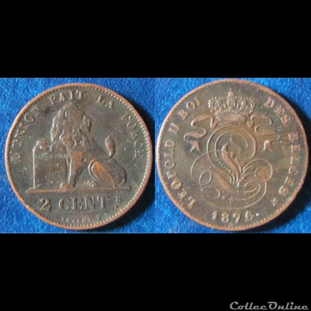 2 centimes Léopold II 1876 (fr) monnaie monde belgique 2 centimes leopold ii 1876 fr