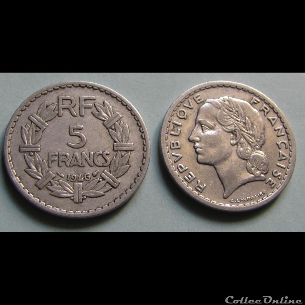 5 francs LAVRILLIER, aluminuim 1946 monnaie france moderne 5 francs lavrillier aluminuim 1946