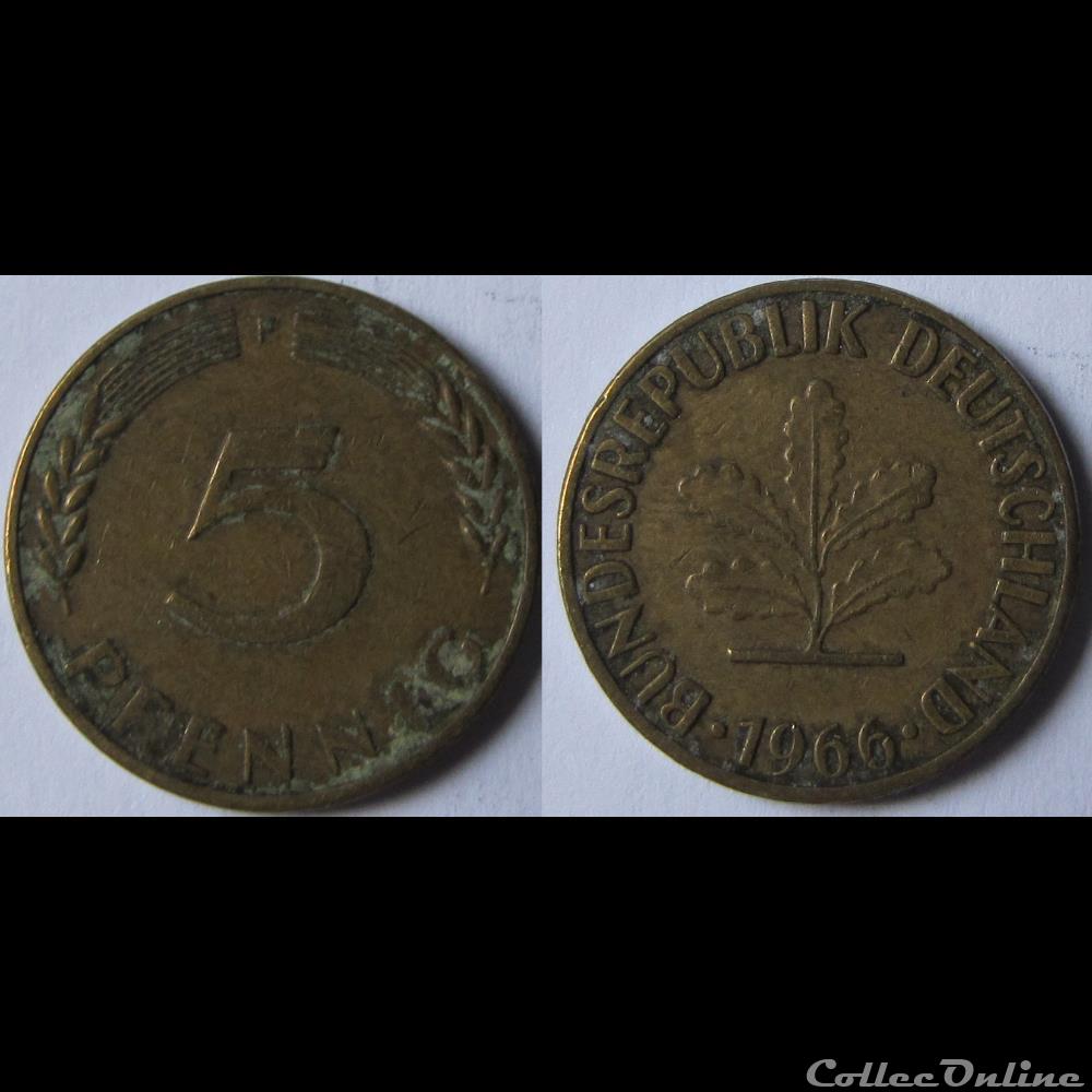 5 pfennig 1966 F monnaie monde allemagne 5 pfennig 1966 f