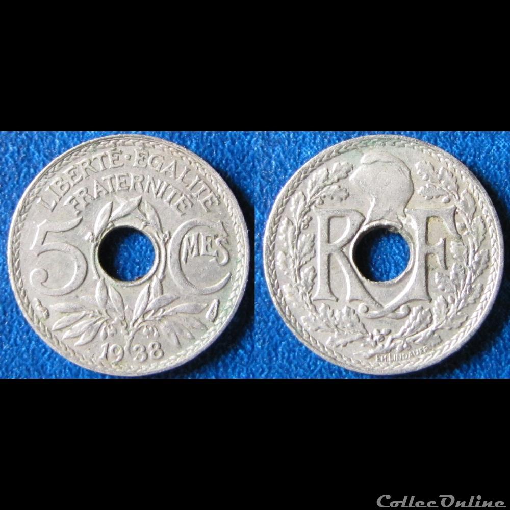 monnaie france moderne 5 centimes lindauer petit module 1938