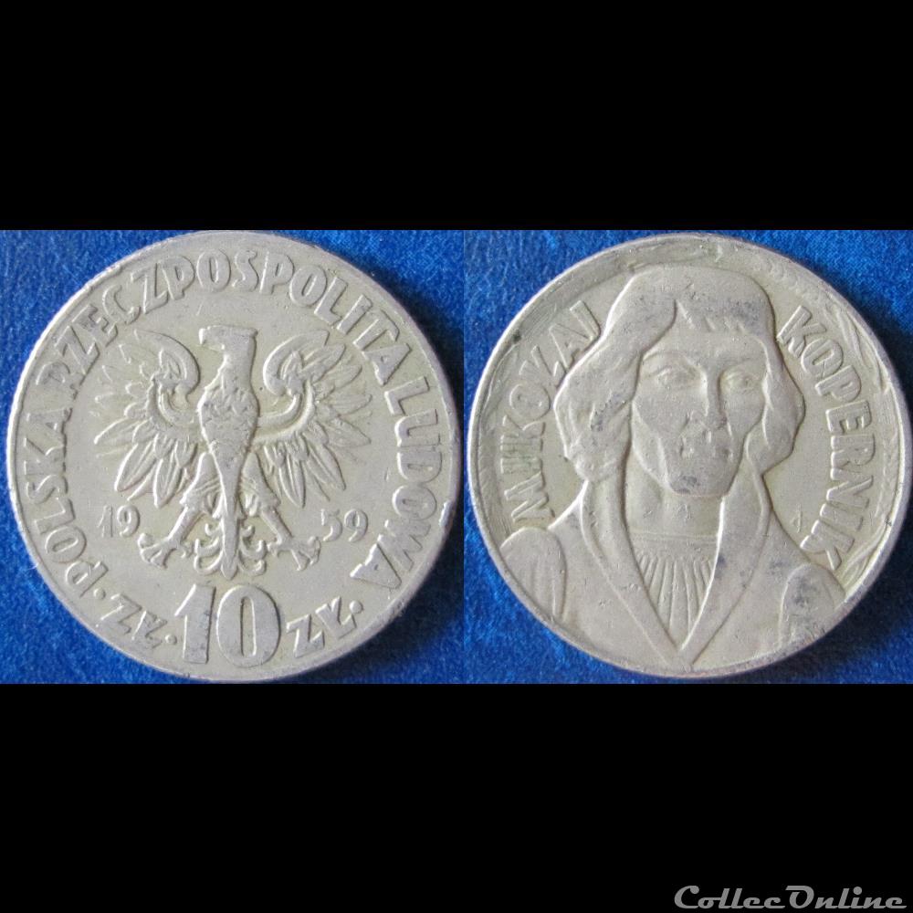 monnaie monde pologne 10 zlotych copernic 1959