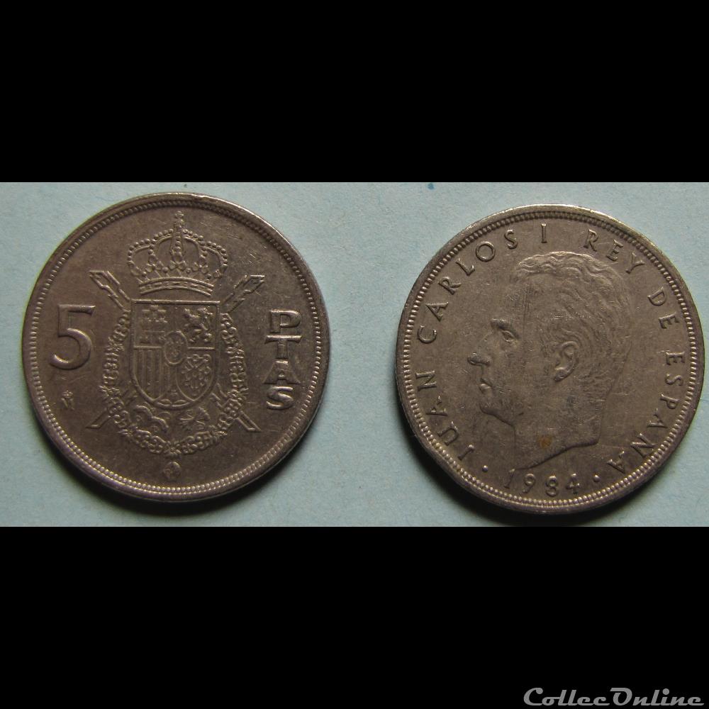 5 pesetas Juan Carlos I, M couronné 1984 monnaie monde espagne 5 pesetas juan carlos i m couronne 1984